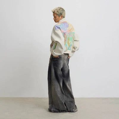 Crayon Drawings Zipped Jacket Korean Street Fashion Jacket By Conp Conp Shop Online at OH Vault