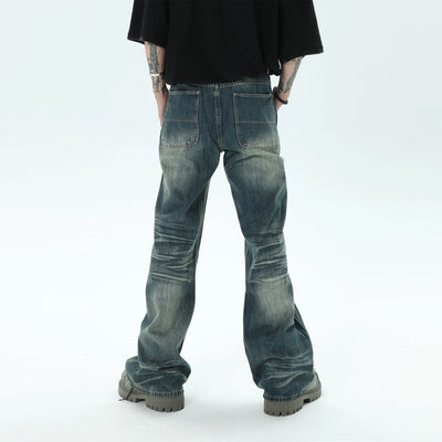 Wash Ripple Wide Leg Jeans Korean Street Fashion Jeans By Ash Dark Shop Online at OH Vault