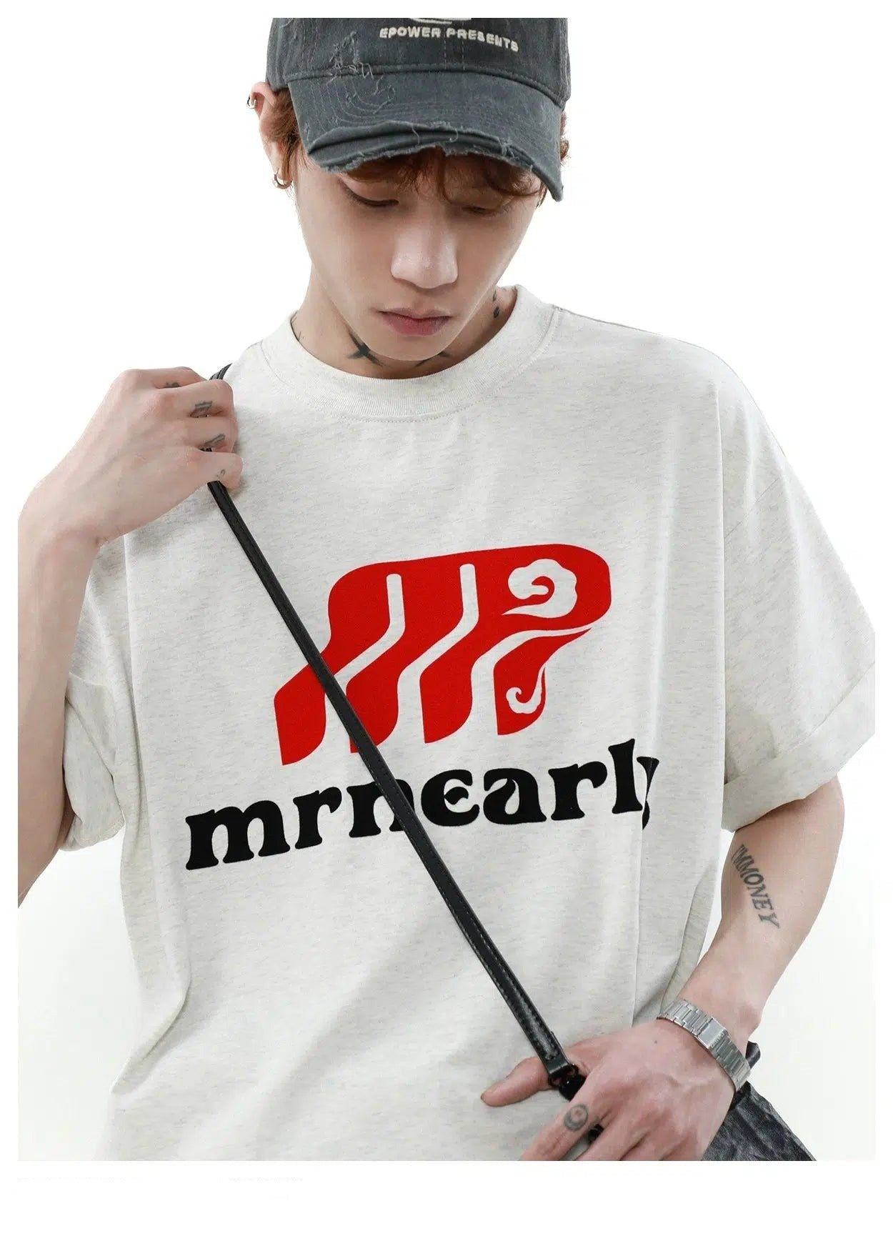 Basic Logo Print T-Shirt Korean Street Fashion T-Shirt By Mr Nearly Shop Online at OH Vault