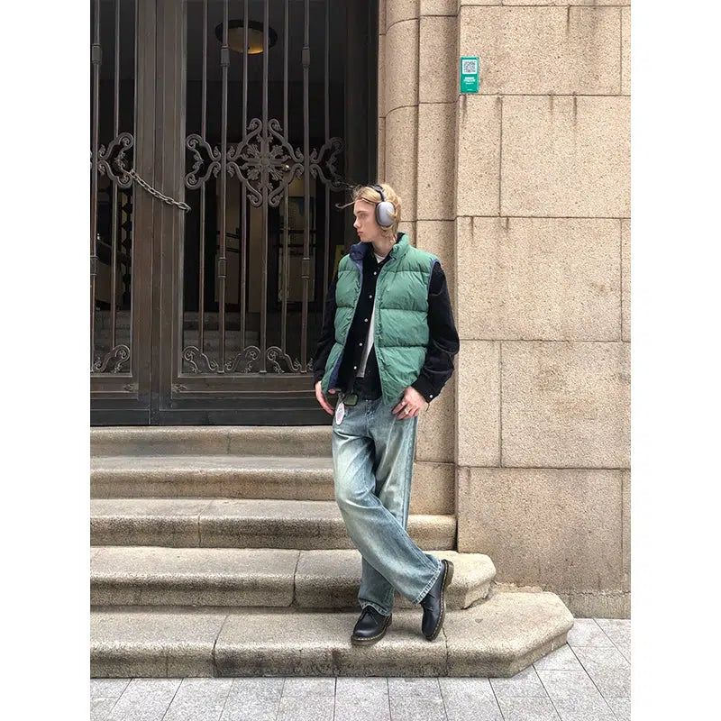 Reversible Buttoned Puffer Jacket Korean Street Fashion Jacket By Country Moment Shop Online at OH Vault