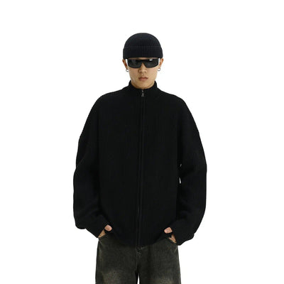 High Collar Cozy Fit Knitted Jacket Korean Street Fashion Jacket By MEBXX Shop Online at OH Vault