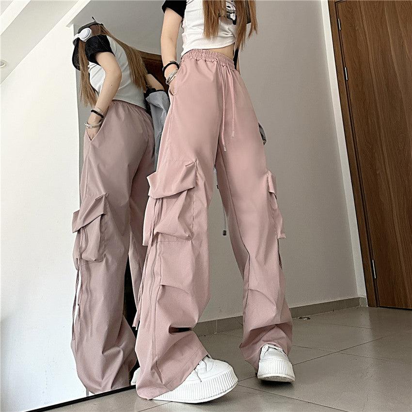 Drawstring Wide Leg Cargo Pants Korean Street Fashion Pants By Made Extreme Shop Online at OH Vault