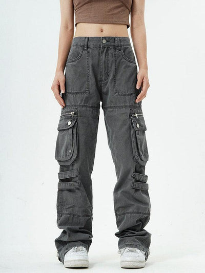 Multi-Pocket Strap Cargo Pants Korean Street Fashion Pants By Made Extreme Shop Online at OH Vault