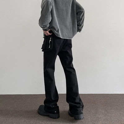 Functional Patched Pocket Bootcut Pants Korean Street Fashion Pants By A PUEE Shop Online at OH Vault