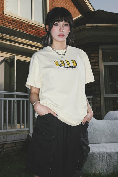 Basic Bright Logo T-Shirt Korean Street Fashion T-Shirt By Mr Enjoy Da Money Shop Online at OH Vault