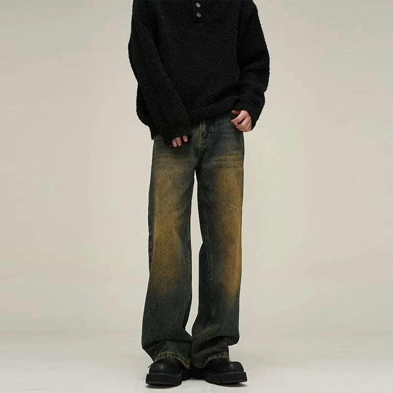 Subtle Distress Vintage Fade Jeans Korean Street Fashion Jeans By 77Flight Shop Online at OH Vault
