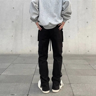 Drawstring Zip Slit Slim Fit Pants Korean Street Fashion Pants By A PUEE Shop Online at OH Vault