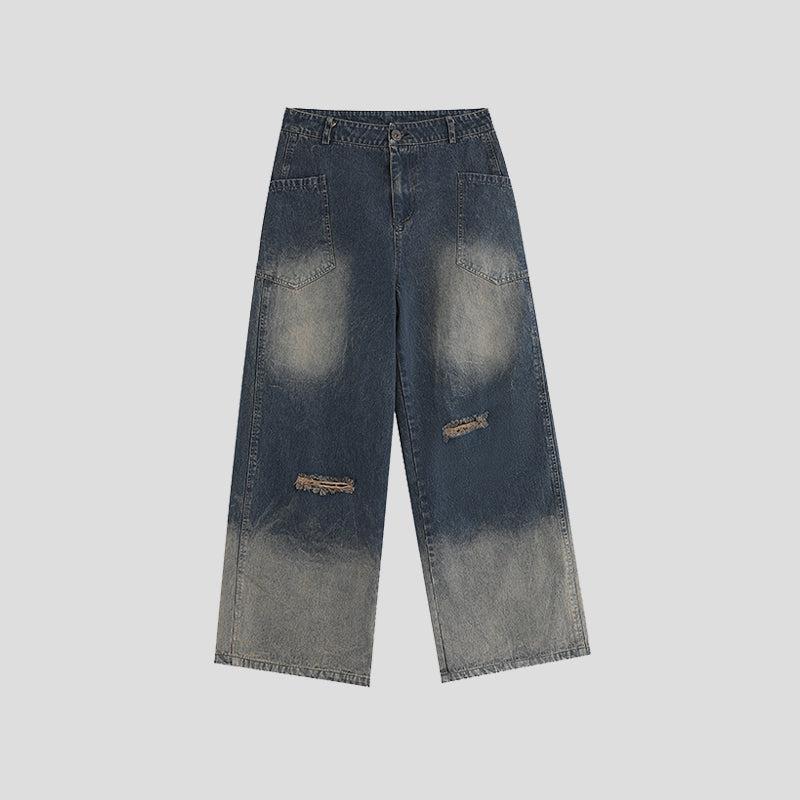 Cut Washed Gradient Jeans Korean Street Fashion Jeans By INS Korea Shop Online at OH Vault