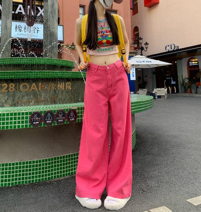 Candy Colored Wide Cut Jeans Korean Street Fashion Jeans By Made Extreme Shop Online at OH Vault