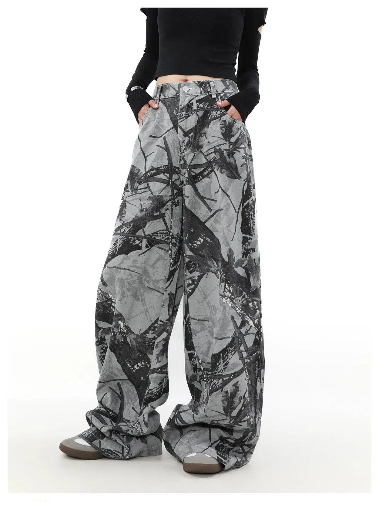 Branches Printed Straight Pants Korean Street Fashion Pants By Mr Nearly Shop Online at OH Vault