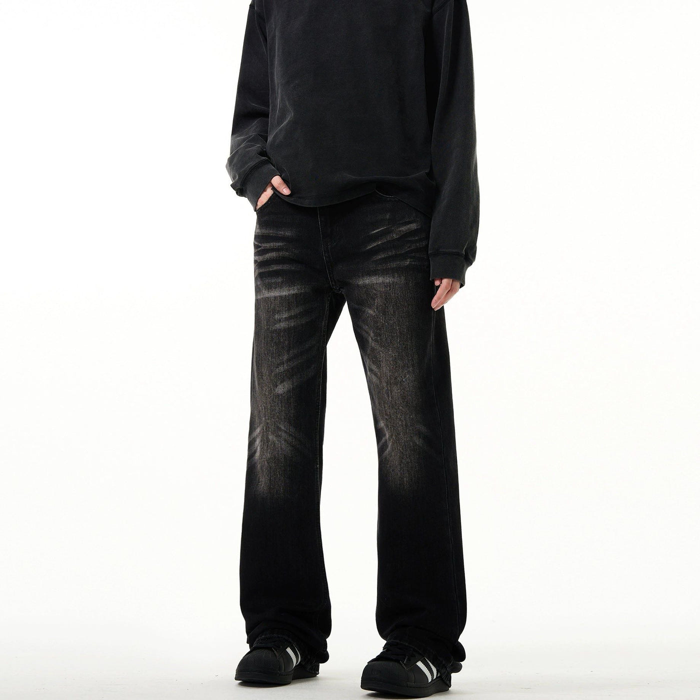 Multi-Whiskers Bootcut Jeans Korean Street Fashion Jeans By Mad Witch Shop Online at OH Vault