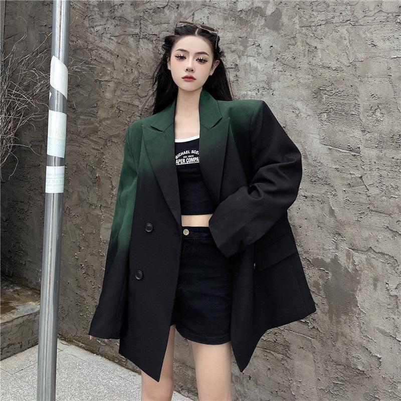 Gradient Tie-Dyed Blazer Korean Street Fashion Blazer By Made Extreme Shop Online at OH Vault