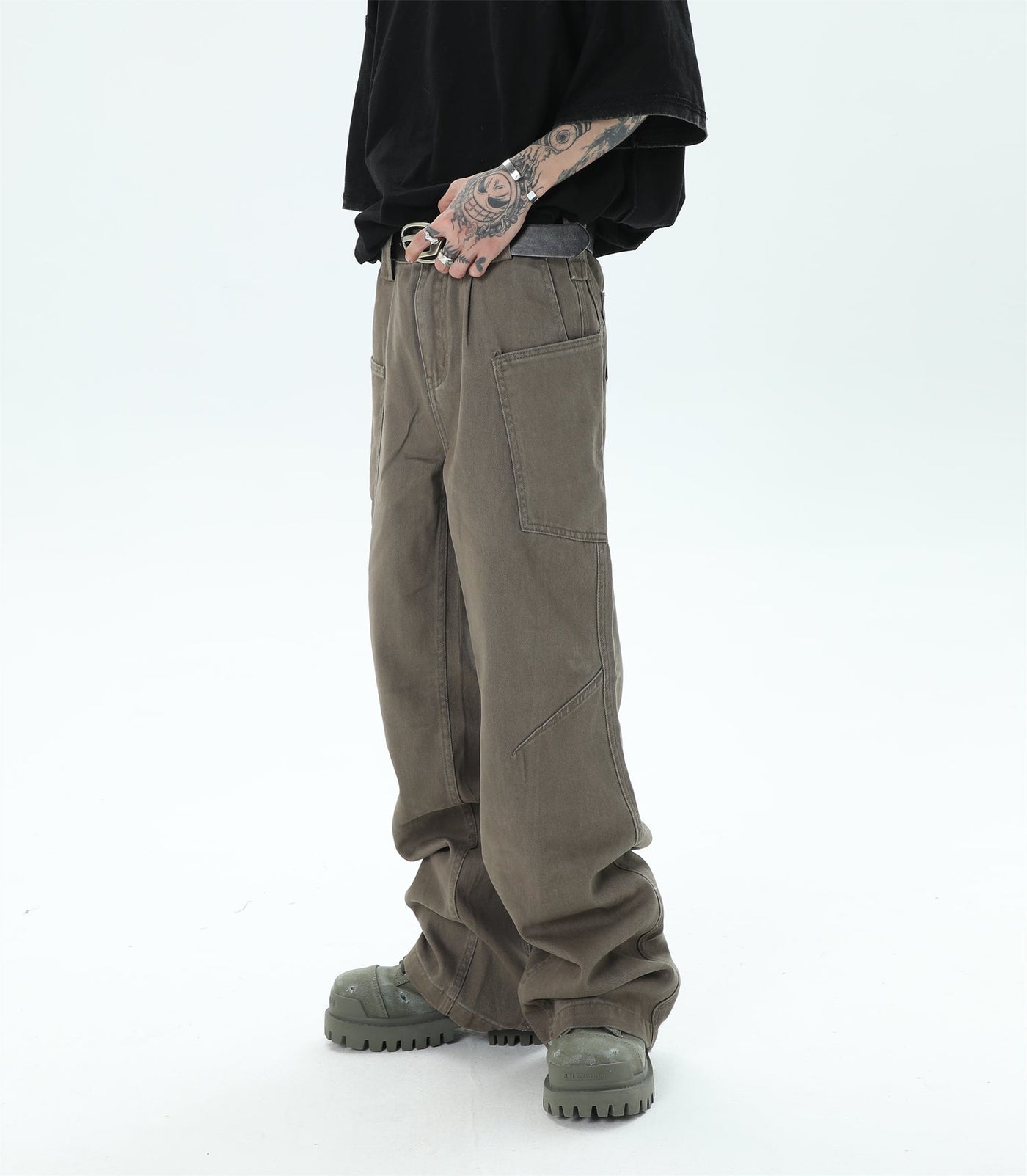 Front Pocket Straight Jeans Korean Street Fashion Jeans By Ash Dark Shop Online at OH Vault