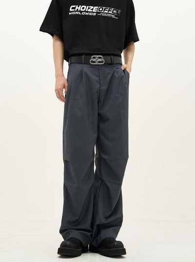 77Flight Loose Pleated Straight Trousers Korean Street Fashion Pants By 77Flight Shop Online at OH Vault