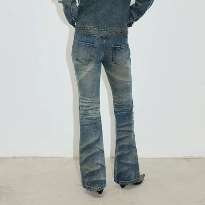 Whiskers Detail Bootcut Jeans Korean Street Fashion Jeans By Conp Conp Shop Online at OH Vault
