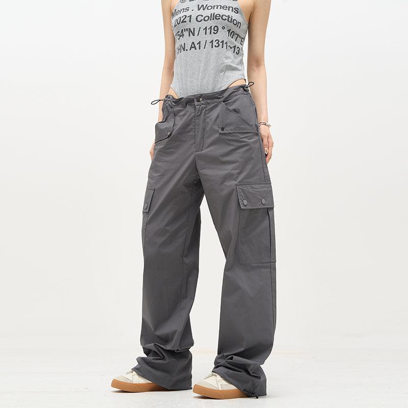 77Flight Solid Color Parachute Cargo Pants Korean Street Fashion Pants By 77Flight Shop Online at OH Vault