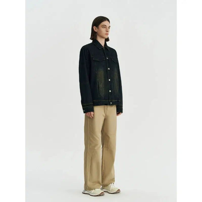 Subtle Distress Denim Jacket Korean Street Fashion Jacket By 11St Crops Shop Online at OH Vault