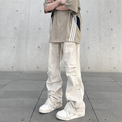 A PUEE Drawstring Pleats Straight Parachute Pants Korean Street Fashion Pants By A PUEE Shop Online at OH Vault
