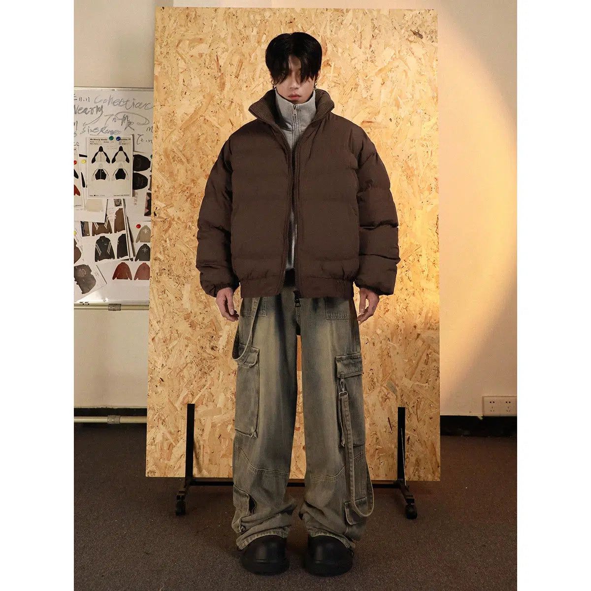 Pleated Loose Puffer Jacket Korean Street Fashion Jacket By Mr Nearly Shop Online at OH Vault