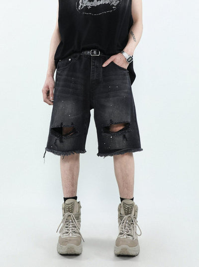Washed Tassel Ripped Denim Shorts Korean Street Fashion Shorts By Mr Nearly Shop Online at OH Vault