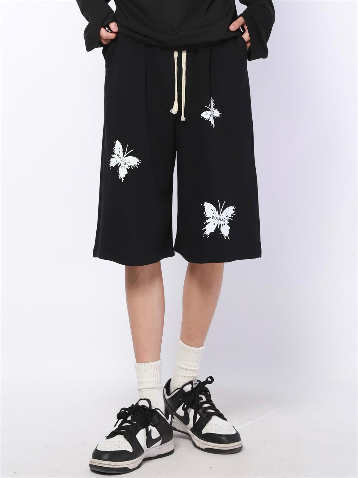 Made Extreme Butterfly Graphic Pattern Shorts Korean Street Fashion Shorts By Made Extreme Shop Online at OH Vault