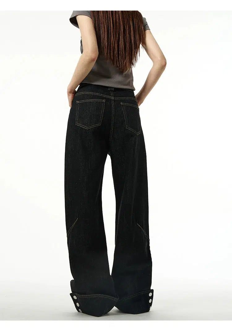 Button Straight Loose Jeans Korean Street Fashion Jeans By 77Flight Shop Online at OH Vault