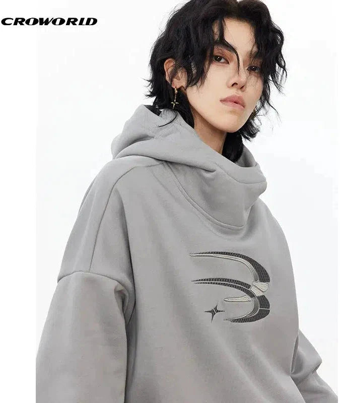 Textured Logo Kangaroo Pocket Hoodie Korean Street Fashion Hoodie By Cro World Shop Online at OH Vault