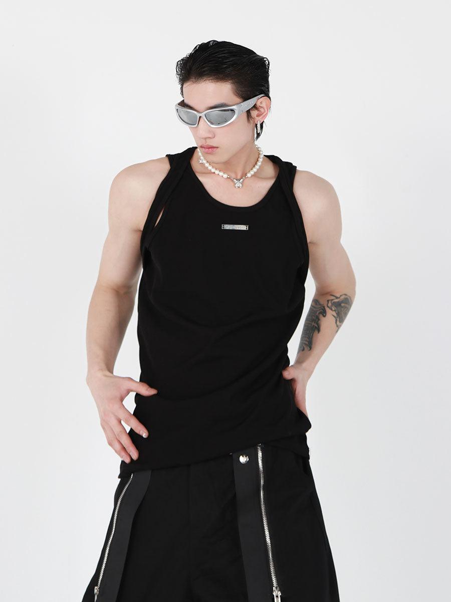 Two Straps Metal Bar Tank Top Korean Street Fashion Tank Top By Argue Culture Shop Online at OH Vault
