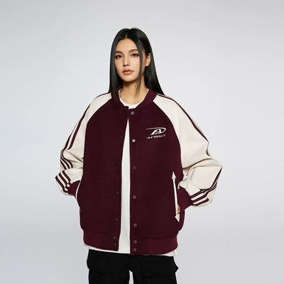 Spliced Sleeve Varsity Jacket Korean Street Fashion Jacket By A Chock Shop Online at OH Vault