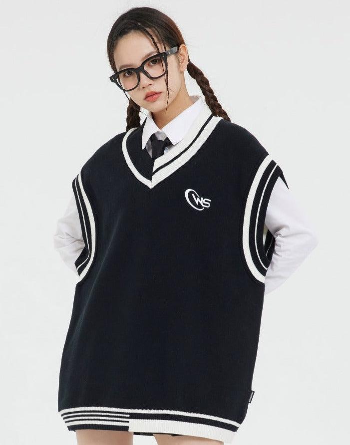 Nonparallel Lines Knit Vest Korean Street Fashion Vest By WORKSOUT Shop Online at OH Vault