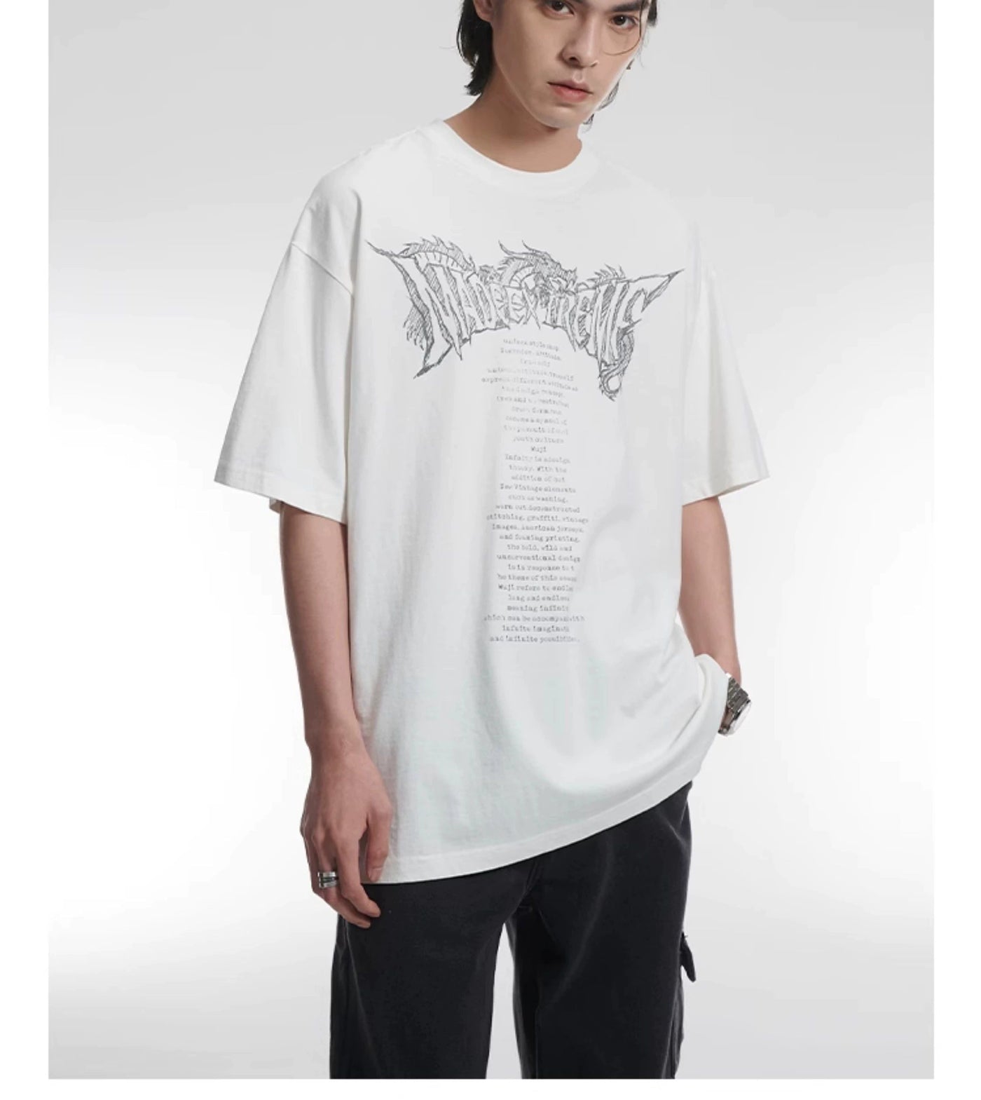Lettered Dragon Washed T-Shirt Korean Street Fashion T-Shirt By A PUEE Shop Online at OH Vault