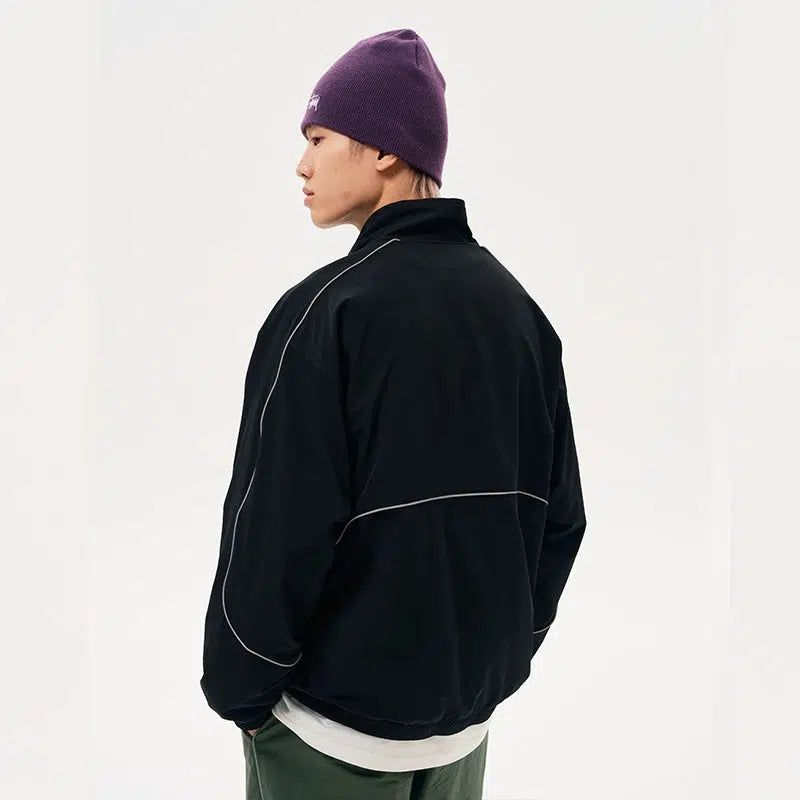 Thin Lines Zipped Jacket Korean Street Fashion Jacket By Nothing But Chill Shop Online at OH Vault