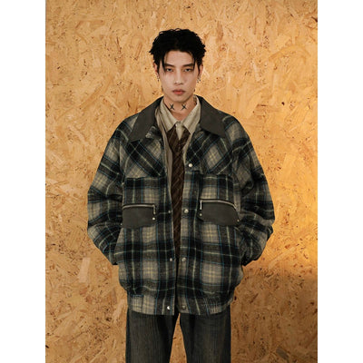 Zip Front Plaid Jacket Korean Street Fashion Jacket By Mr Nearly Shop Online at OH Vault