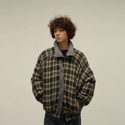 Timeless Plaid Reversible Jacket Korean Street Fashion Jacket By 77Flight Shop Online at OH Vault