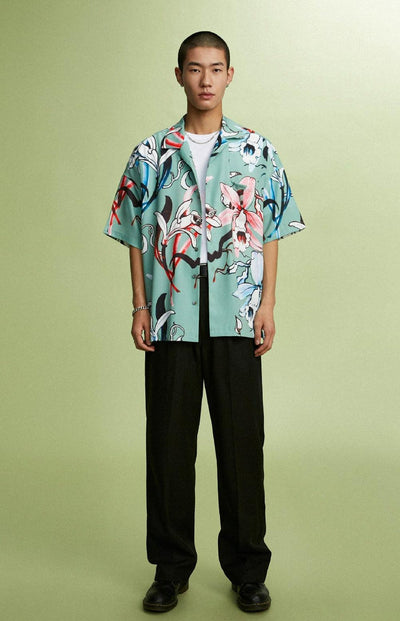Super Tofu Floral Pattern Hawaiian Shirt Korean Street Fashion Shirt By Super Tofu Shop Online at OH Vault