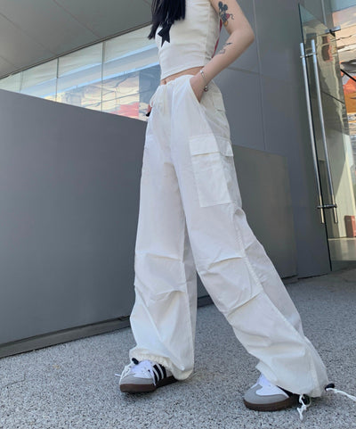 Made Extreme Pleated Knotted Hem Cargo Pants Korean Street Fashion Pants By Made Extreme Shop Online at OH Vault