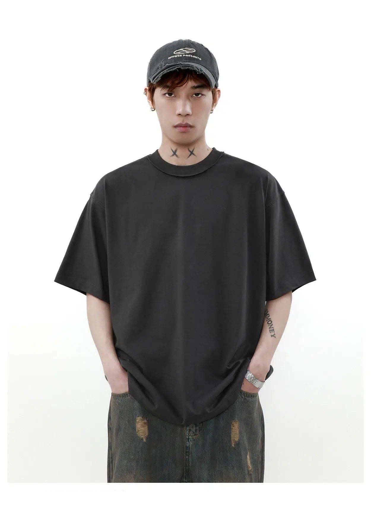 Plain Boxy Fit T-Shirt Korean Street Fashion T-Shirt By Mr Nearly Shop Online at OH Vault