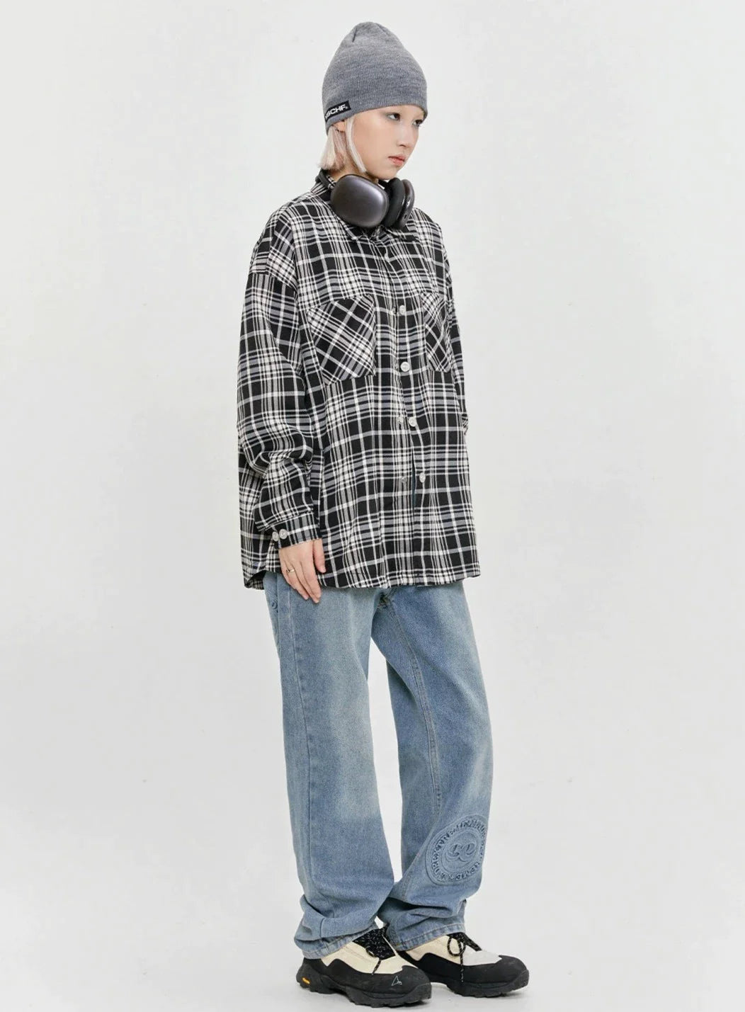 Made Extreme Casual Breast Pocket Plaid Long Sleeve Shirt Korean Street Fashion Shirt By Made Extreme Shop Online at OH Vault