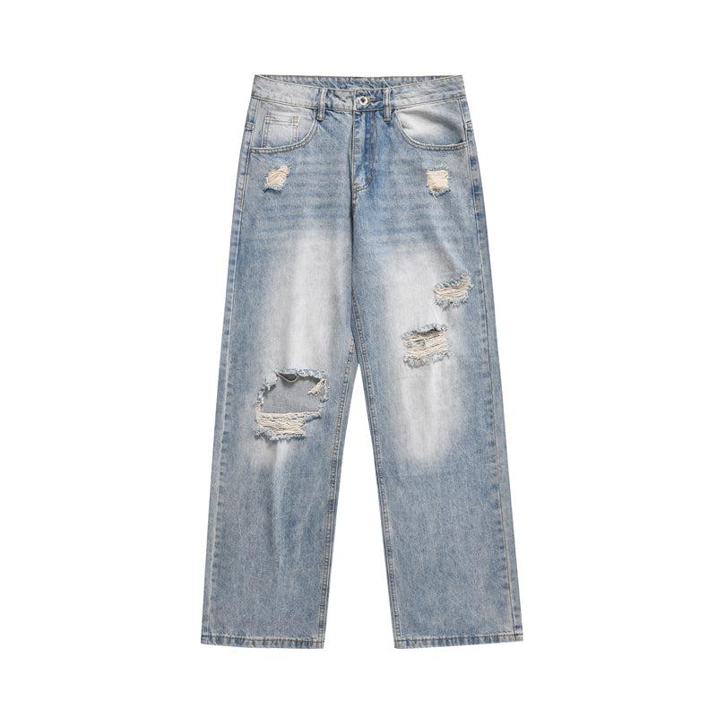 Washed Frayed Cut Out Jeans Korean Street Fashion Jeans By Mr Nearly Shop Online at OH Vault