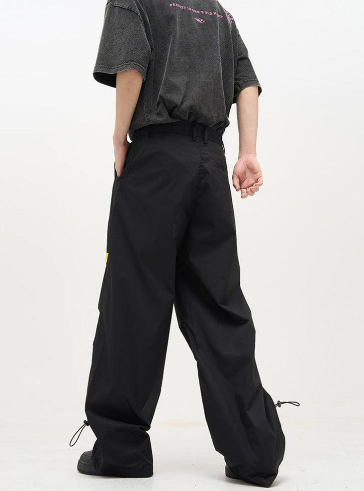 77Flight Pleated Knee Loose Parachute Pants Korean Street Fashion Pants By 77Flight Shop Online at OH Vault
