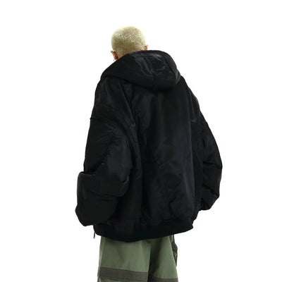 Hooded Bomber Puffer Jacket Korean Street Fashion Jacket By MEBXX Shop Online at OH Vault