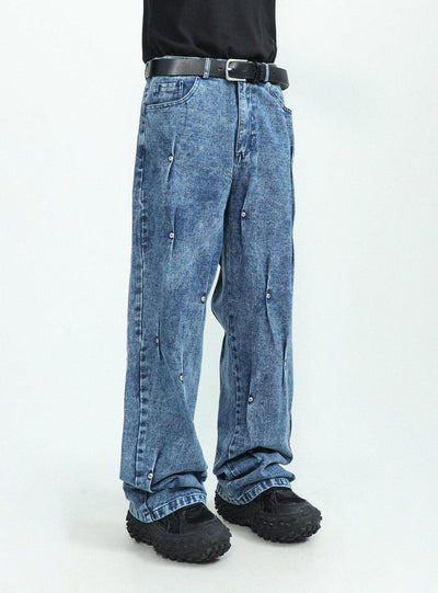 Button Pleated Jeans Korean Street Fashion Jeans By Mr Nearly Shop Online at OH Vault