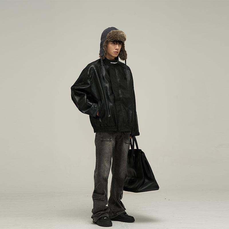 77Flight Motocross Style Faux Leather Jacket Korean Street Fashion Jacket By 77Flight Shop Online at OH Vault