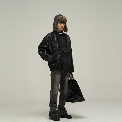 77Flight Motocross Style Faux Leather Jacket Korean Street Fashion Jacket By 77Flight Shop Online at OH Vault