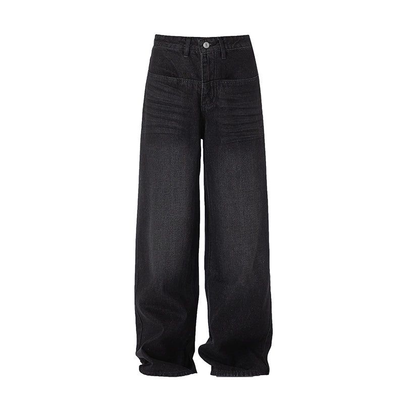 Textured Whisker Straight Leg Jeans Korean Street Fashion Jeans By A PUEE Shop Online at OH Vault