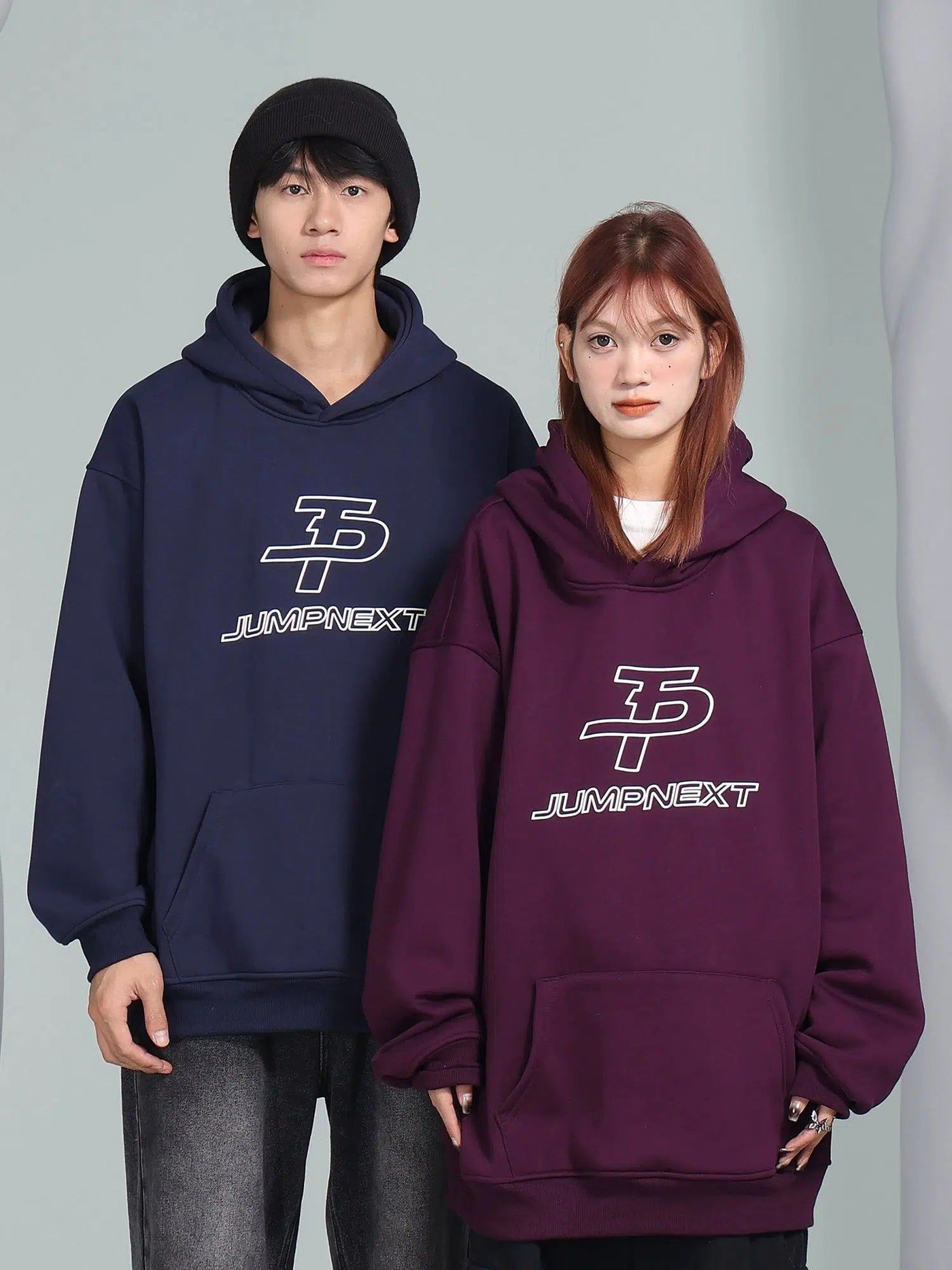 Logo Detail Loose Hoodie Korean Street Fashion Hoodie By Jump Next Shop Online at OH Vault