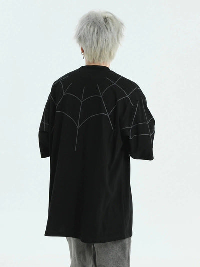 Spider Web Logo T-Shirt Korean Street Fashion T-Shirt By INS Korea Shop Online at OH Vault