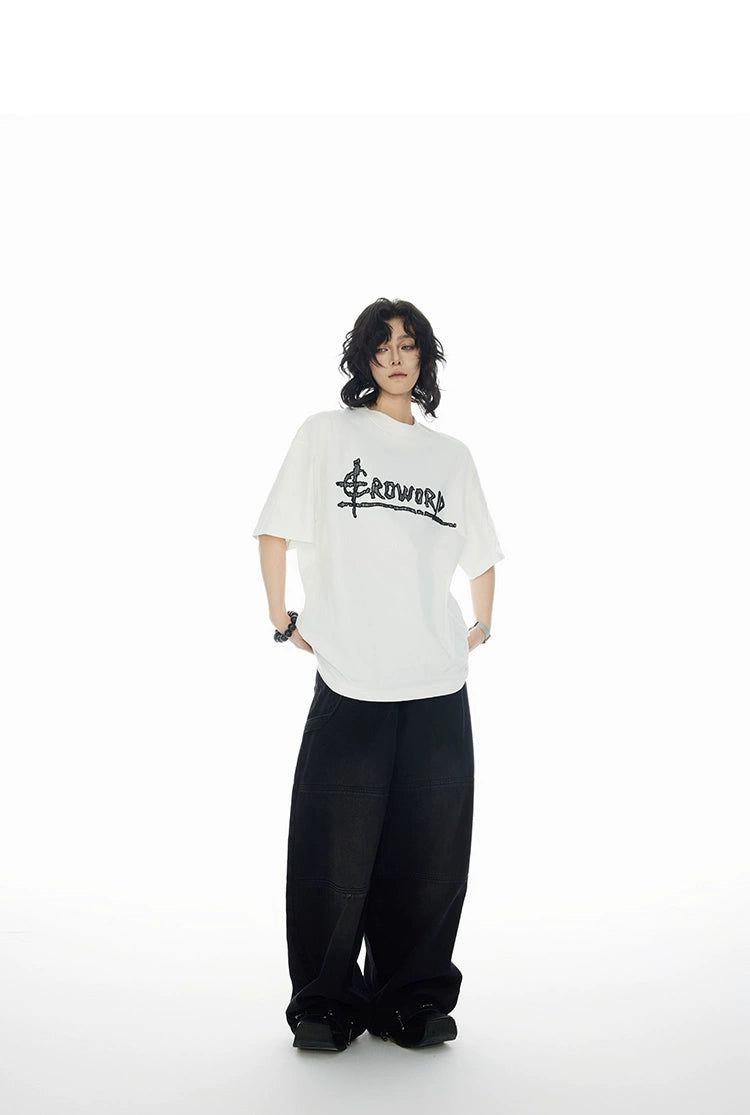 Cross Logo Grunge T-Shirt Korean Street Fashion T-Shirt By Cro World Shop Online at OH Vault