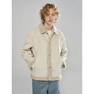 Sherpa Lined Suede Jacket Korean Street Fashion Jacket By 11St Crops Shop Online at OH Vault
