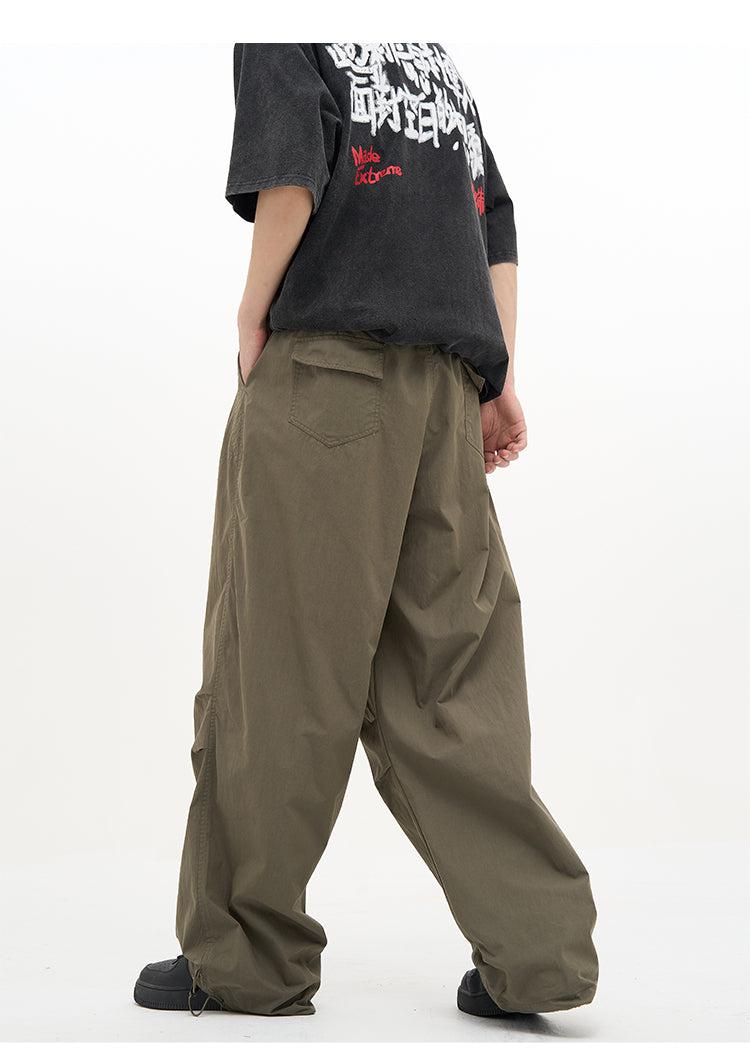 Drawstring Wide Cut Parachute Pants Korean Street Fashion Pants By 77Flight Shop Online at OH Vault
